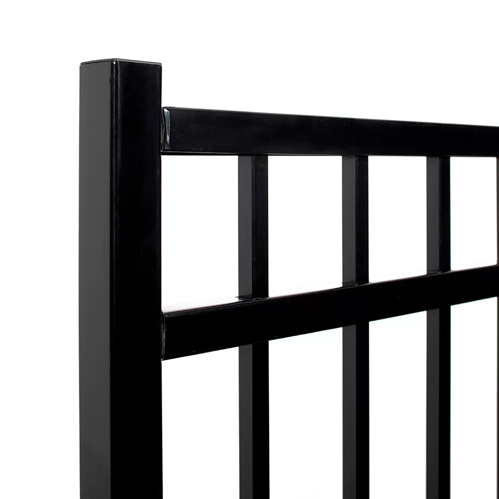 Fortress Building Products Versai 5-ft H x 4-ft W Gloss Black Powder-coated Galvanized Steel Spaced Picket Flat-top Privacy Walk-thru Fence Gate - Image 3