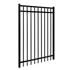 Alternative view of Fortress Building Products Versai 5-ft H x 4-ft W Gloss Black Powder-coated Galvanized Steel Spaced Picket Flat-top Privacy Walk-thru Fence Gate
