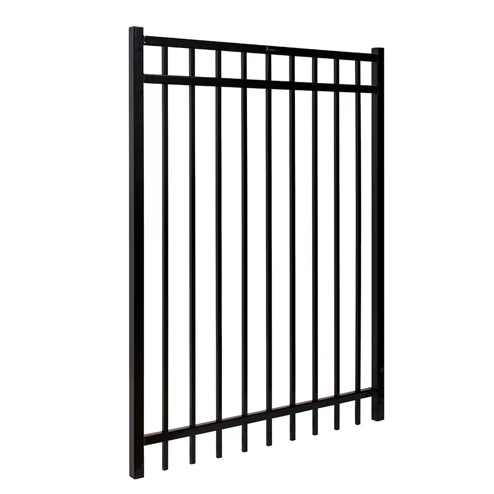 Fortress Building Products Versai 5-ft H x 4-ft W Gloss Black Powder-coated Galvanized Steel Spaced Picket Flat-top Privacy Walk-thru Fence Gate - Image 2
