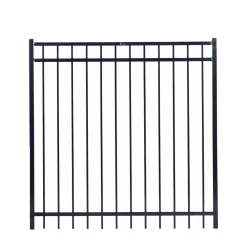 Fortress Building Products Versai 5-ft H x 5-ft W Gloss Black Powder-coated Galvanized Steel Spaced Picket Flat-top Privacy Walk-thru Fence Gate