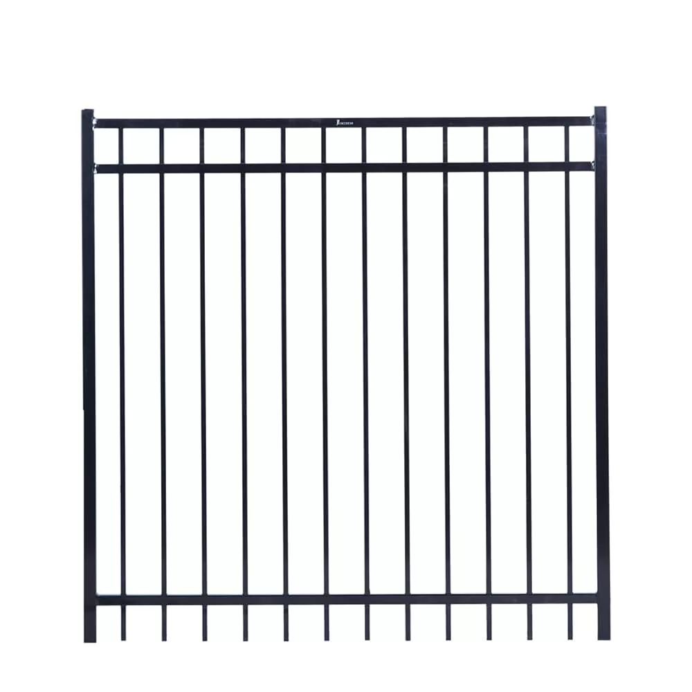 Fortress Building Products Versai 5-ft H x 5-ft W Gloss Black Powder-coated Galvanized Steel Spaced Picket Flat-top Privacy Walk-thru Fence Gate
