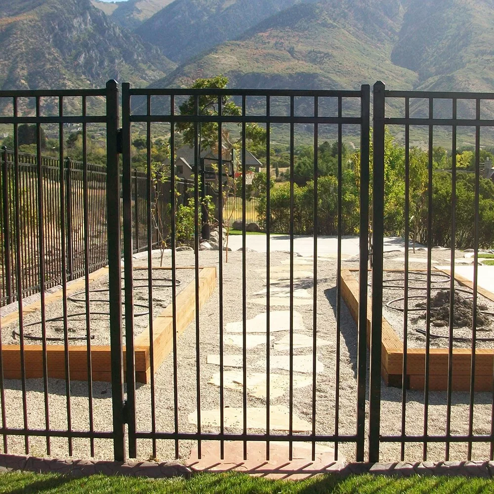 Fortress Building Products Versai 5-ft H x 5-ft W Gloss Black Powder-coated Galvanized Steel Spaced Picket Flat-top Privacy Walk-thru Fence Gate - Image 5