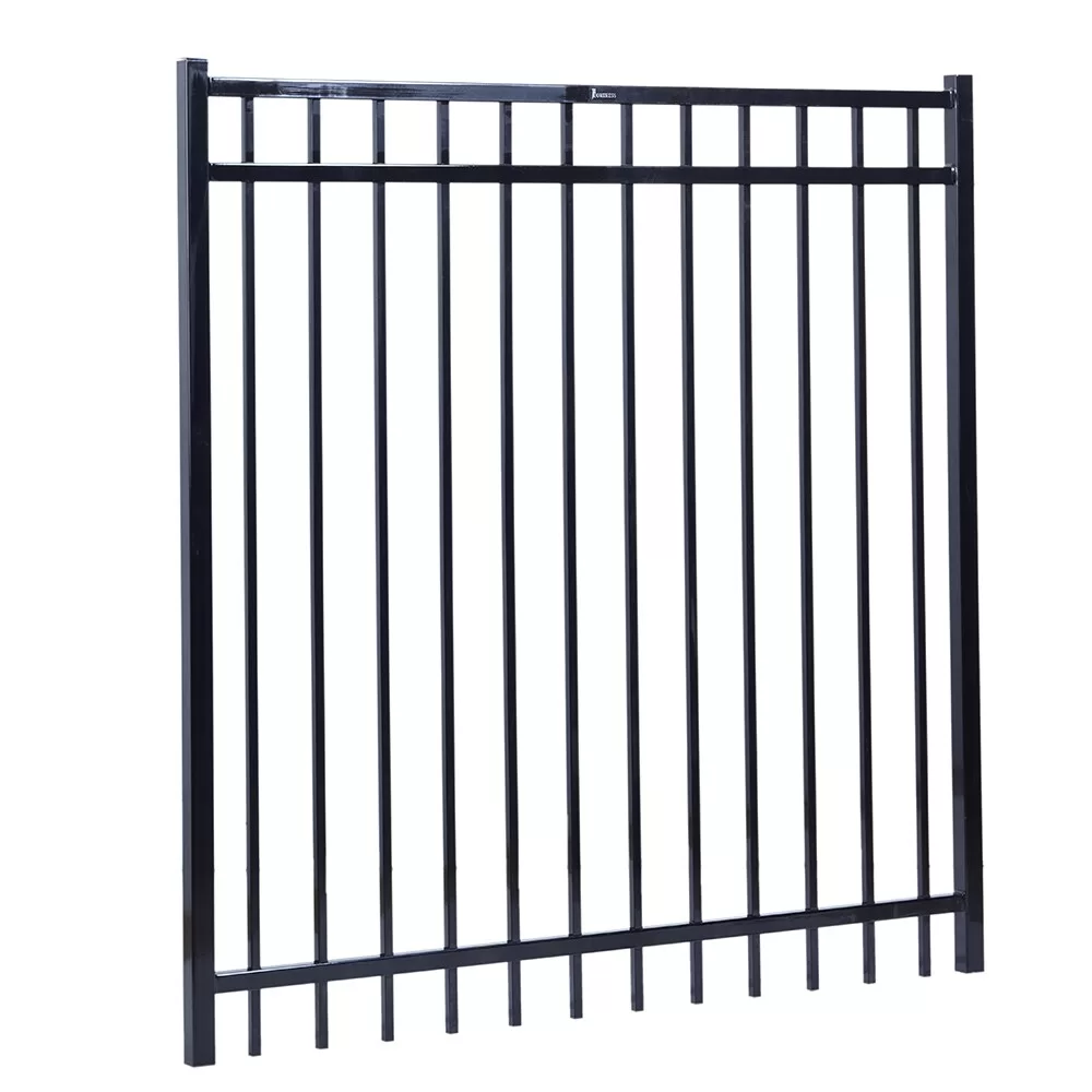 Fortress Building Products Versai 5-ft H x 5-ft W Gloss Black Powder-coated Galvanized Steel Spaced Picket Flat-top Privacy Walk-thru Fence Gate - Image 2