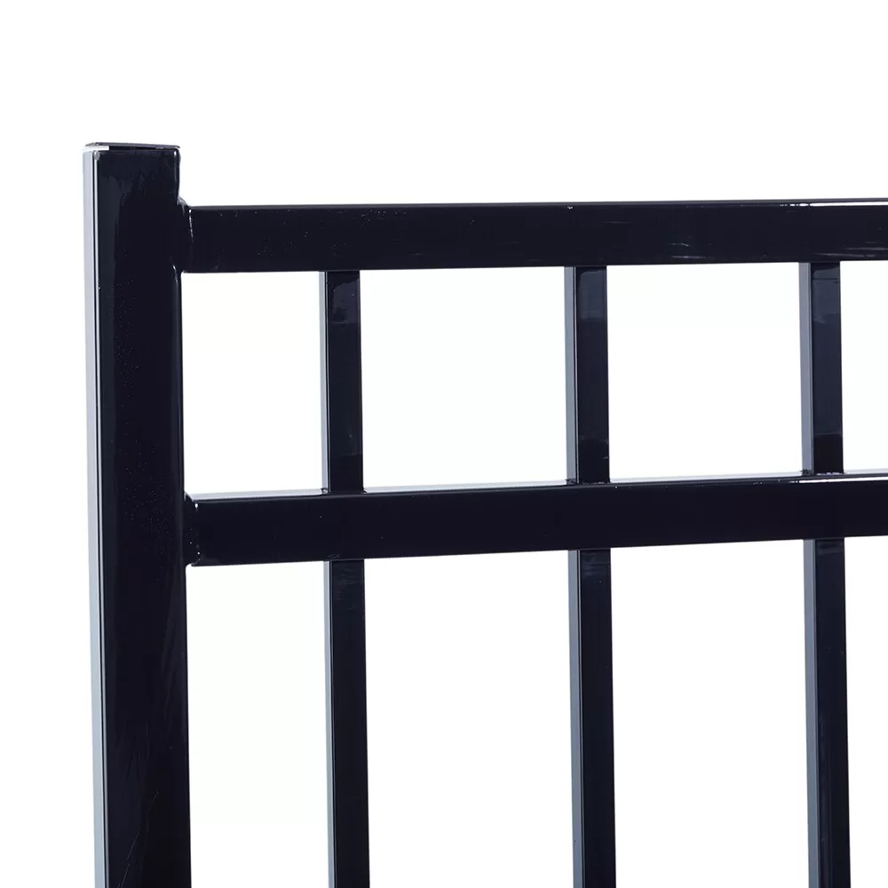 Fortress Building Products Versai 5-ft H x 5-ft W Gloss Black Powder-coated Galvanized Steel Spaced Picket Flat-top Privacy Walk-thru Fence Gate - Image 3