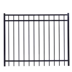 Fortress Building Products Versai 4-ft H x 5-ft W Gloss Black Powder-coated Galvanized Steel Spaced Picket Flat-top Privacy Walk-thru Fence Gate