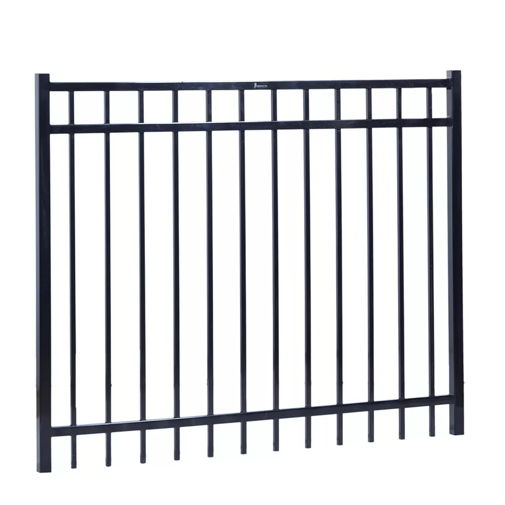 Fortress Building Products Versai 4-ft H x 5-ft W Gloss Black Powder-coated Galvanized Steel Spaced Picket Flat-top Privacy Walk-thru Fence Gate - Image 3