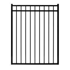 Fortress Building Products Versai 5-ft H x 5-ft W Gloss Black Powder-coated Galvanized Steel Spaced Picket Flat-top Privacy Walk-thru Fence Gate