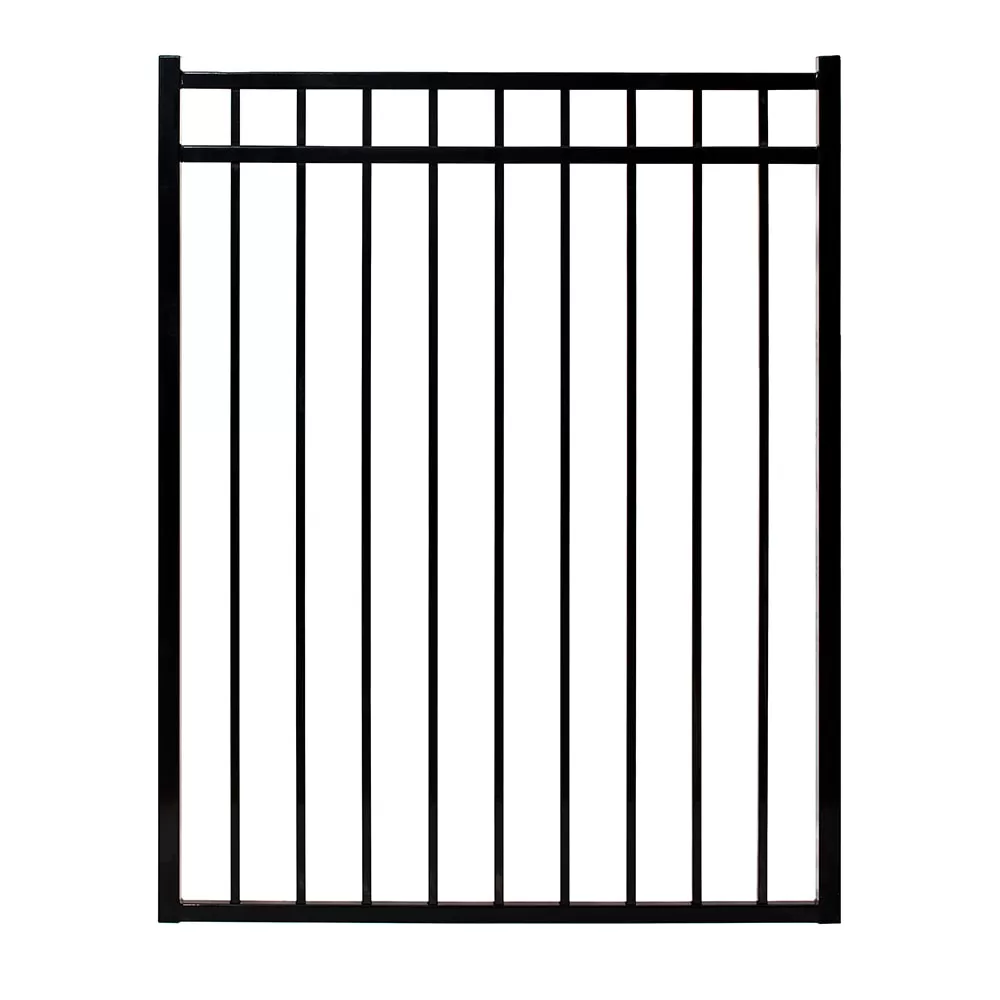 Fortress Building Products Versai 5-ft H x 5-ft W Gloss Black Powder-coated Galvanized Steel Spaced Picket Flat-top Privacy Walk-thru Fence Gate