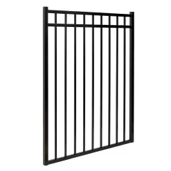 Alternative view of Fortress Building Products Versai 5-ft H x 5-ft W Gloss Black Powder-coated Galvanized Steel Spaced Picket Flat-top Privacy Walk-thru Fence Gate