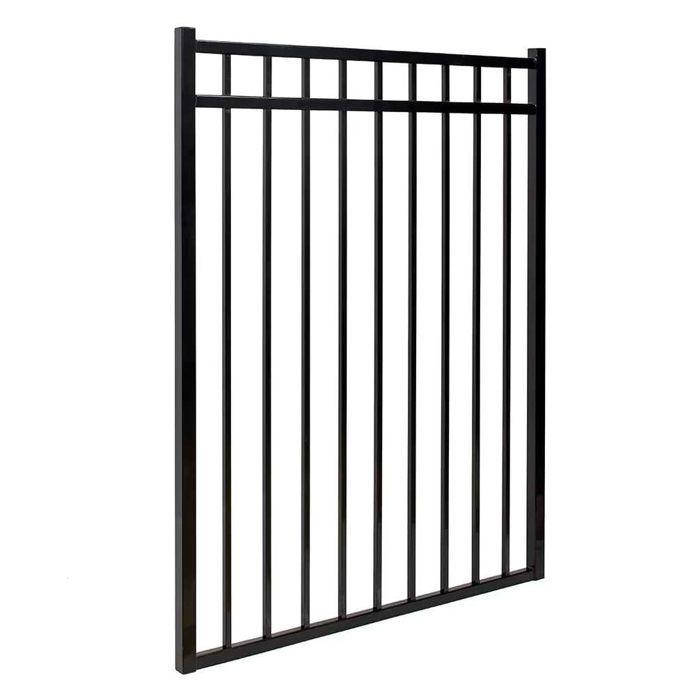 Fortress Building Products Versai 5-ft H x 5-ft W Gloss Black Powder-coated Galvanized Steel Spaced Picket Flat-top Privacy Walk-thru Fence Gate - Image 2