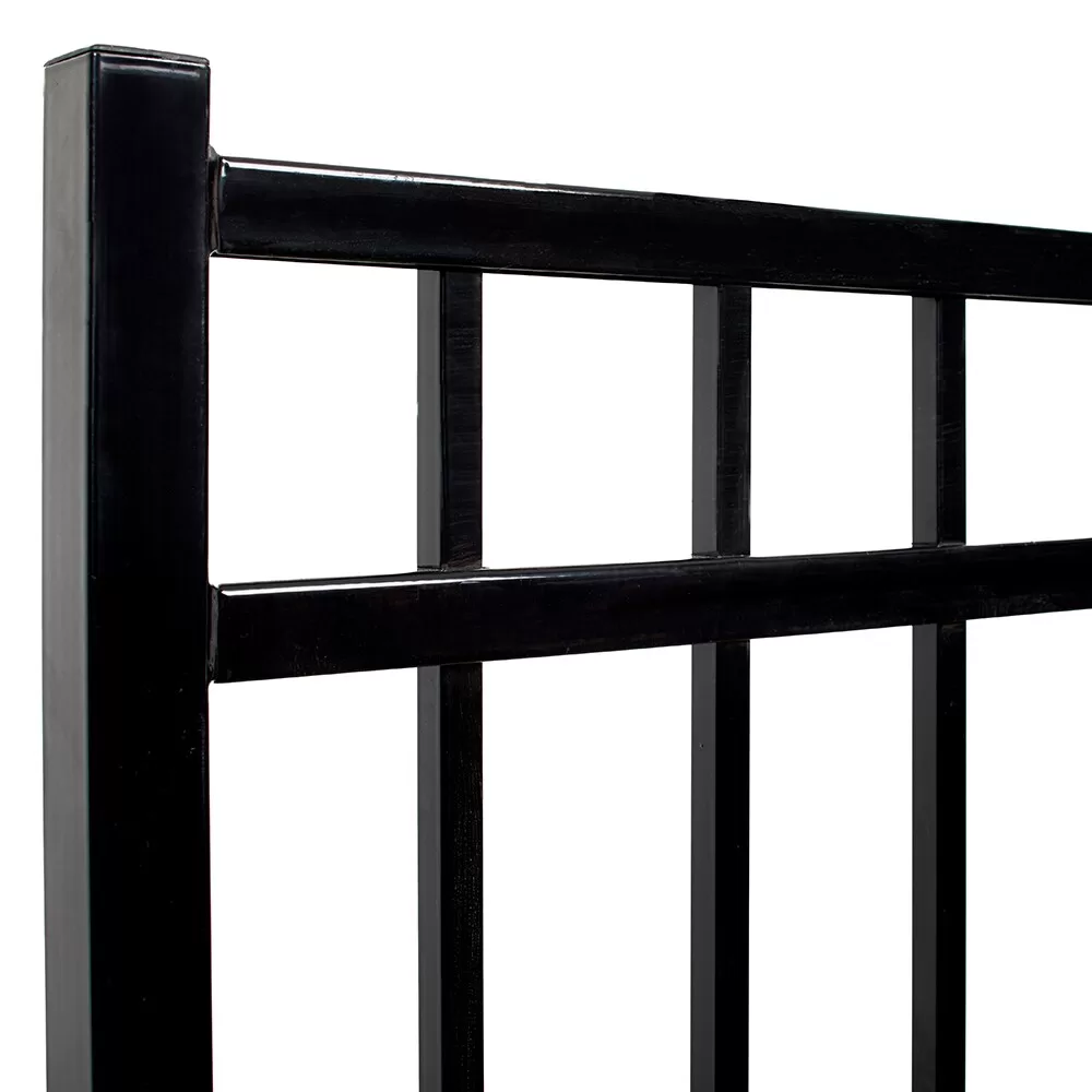 Fortress Building Products Versai 5-ft H x 5-ft W Gloss Black Powder-coated Galvanized Steel Spaced Picket Flat-top Privacy Walk-thru Fence Gate - Image 3