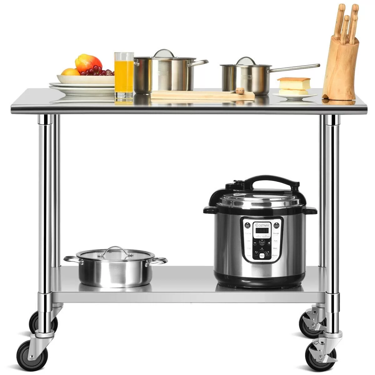 CASAINC 24-in W x 35-in H Silver Steel Work Bench - Image 2