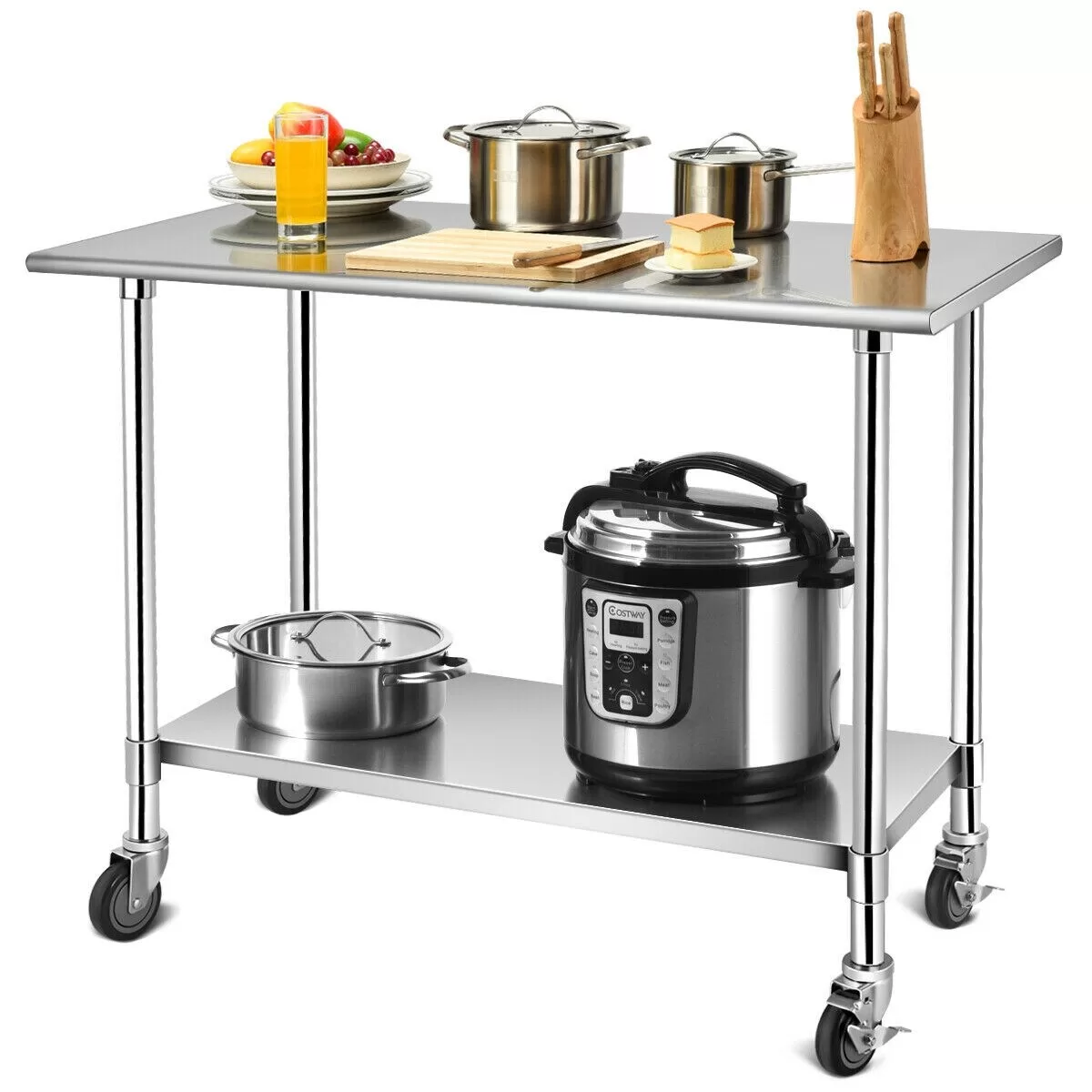 CASAINC 24-in W x 35-in H Silver Steel Work Bench - Image 5