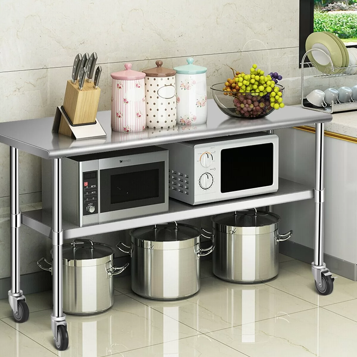 CASAINC 24-in W x 35-in H Silver Steel Work Bench - Image 8