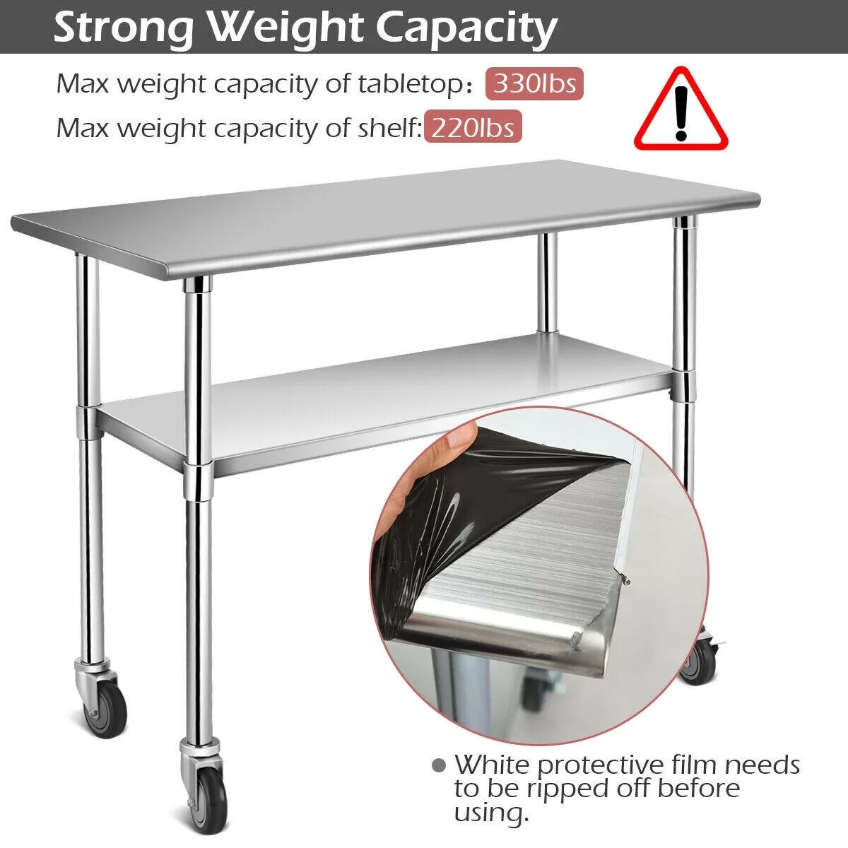 CASAINC 24-in W x 35-in H Silver Steel Work Bench - Image 4