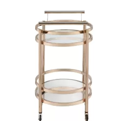 Alternative view of ACME FURNITURE Gold Metal Base with Glass Top Rolling Kitchen Cart (18.9-in x 26.8-in x 34.3-in)