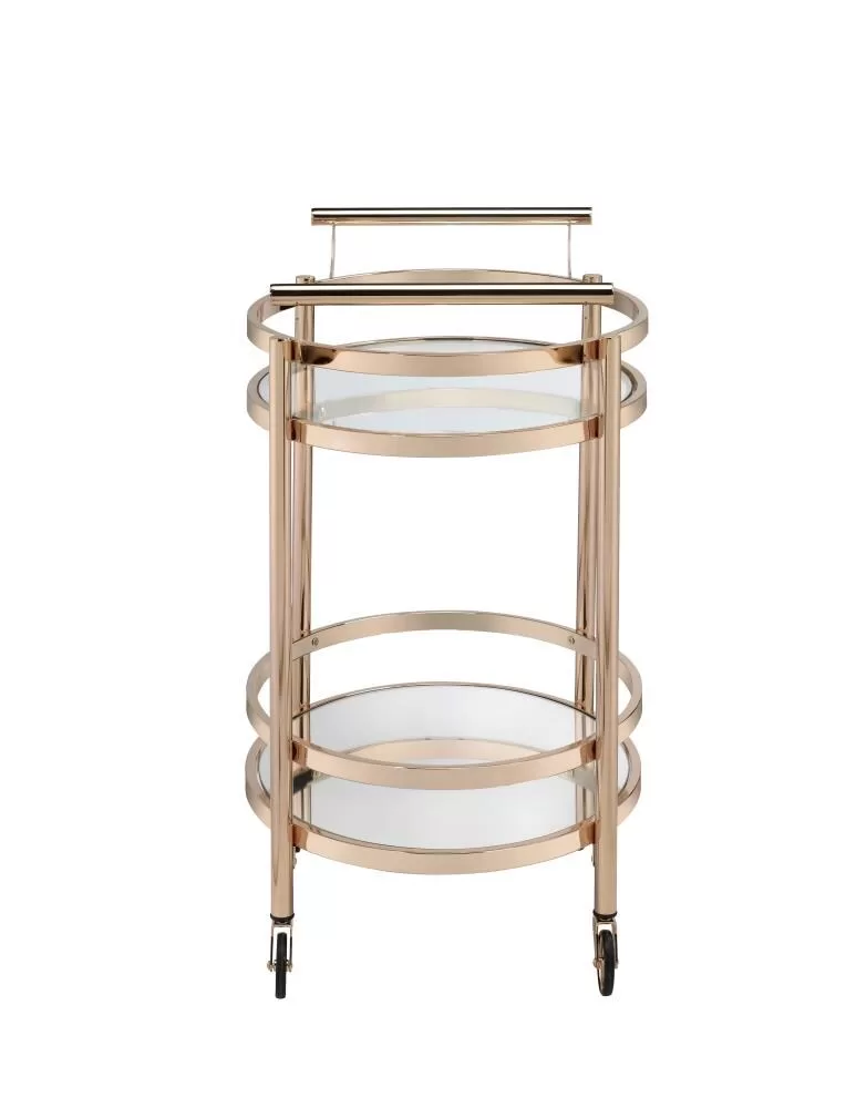 ACME FURNITURE Gold Metal Base with Glass Top Rolling Kitchen Cart (18.9-in x 26.8-in x 34.3-in) - Image 2
