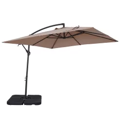 Alternative view of CASAINC 8.5-ft Solar Powered Push-button Tilt Cantilever Patio Umbrella with Base