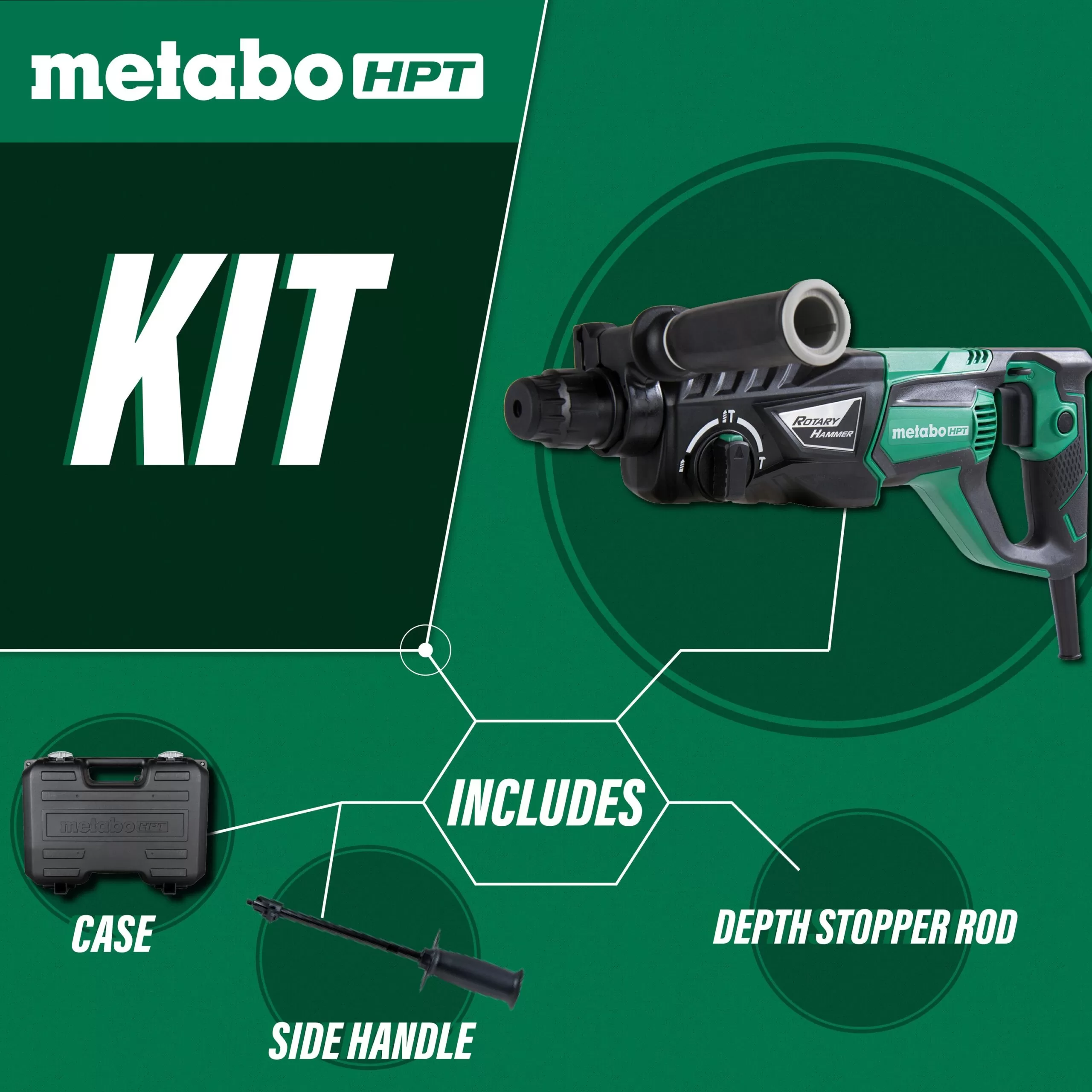 Metabo HPT Sds-plus Variable Speed Corded Rotary Hammer Drill (Tool Only) - Image 2