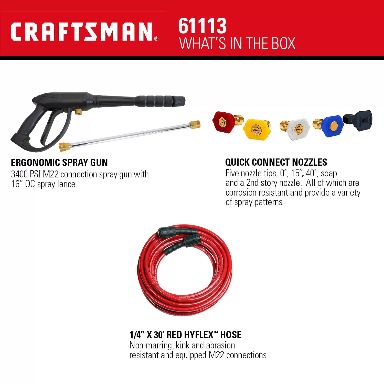 CRAFTSMAN CMXGWFN061113 3300 PSI 2.4-Gallon-GPM Cold Water Gas Pressure Washer (CARB) - Image 17