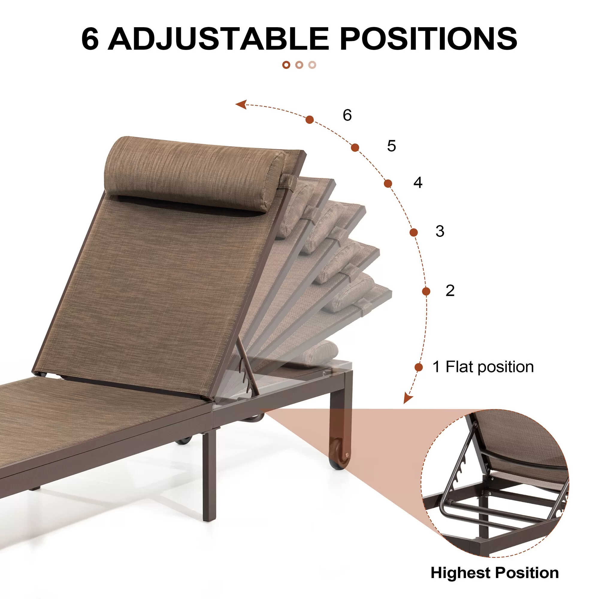 Crestlive Products Patio chaise lounge Aluminum Frame In Brown - Image 5