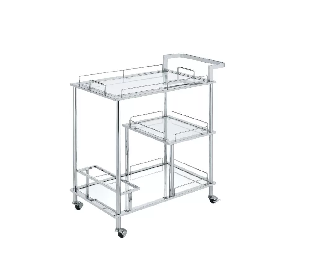 ACME FURNITURE Metal Base with Glass Top Rolling Kitchen Cart (16-in x 31-in x 34-in)
