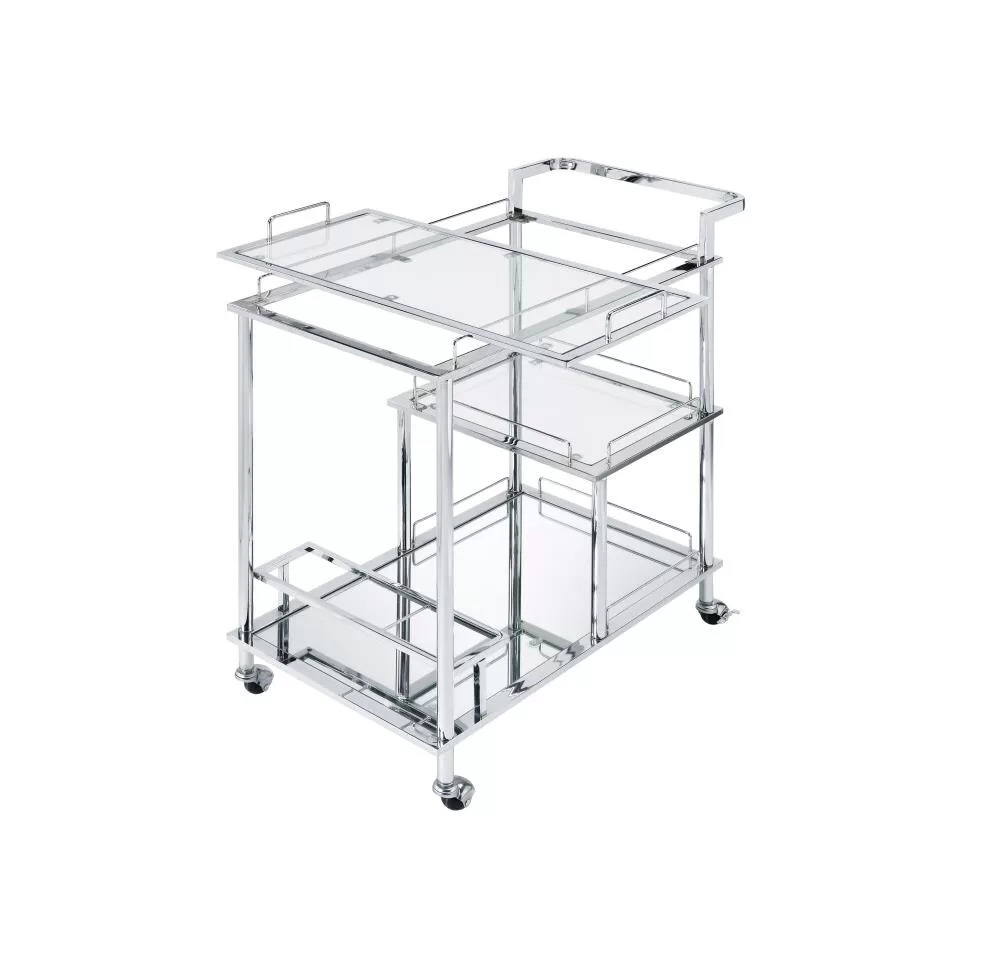 ACME FURNITURE Metal Base with Glass Top Rolling Kitchen Cart (16-in x 31-in x 34-in) - Image 3