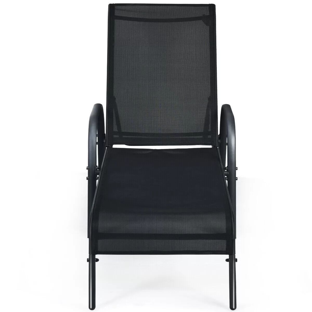 Clihome Outdoor Lounge Chair Black Metal Frame Stationary Chaise Lounge Chair(s) with Black Sling Seat - Image 6