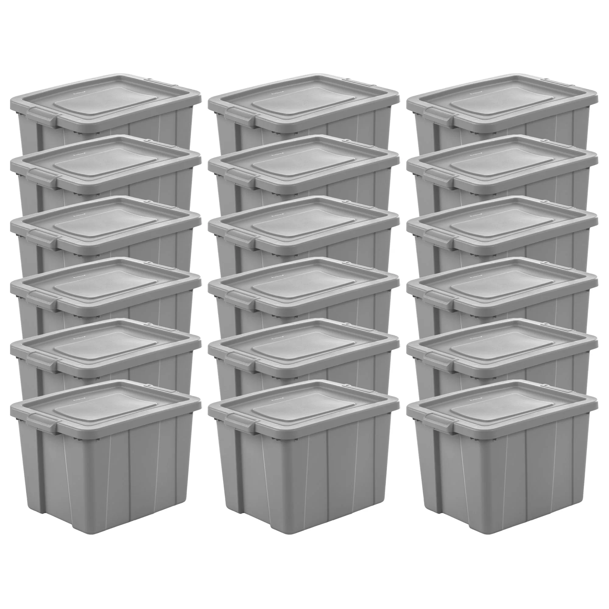 Sterilite Tuff1 18 Gallon Plastic Storage Tote Container Bin w/ Lid, 18 Ct