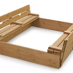 Badger Basket Covered Convertible Cedar Sandbox with Two Bench Seats - Natural