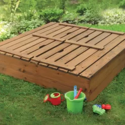Alternative view of Badger Basket Covered Convertible Cedar Sandbox with Two Bench Seats - Natural