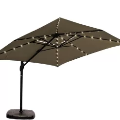 SimplyShade 10-ft Sand Solar Powered Cantilever Patio Umbrella with Base