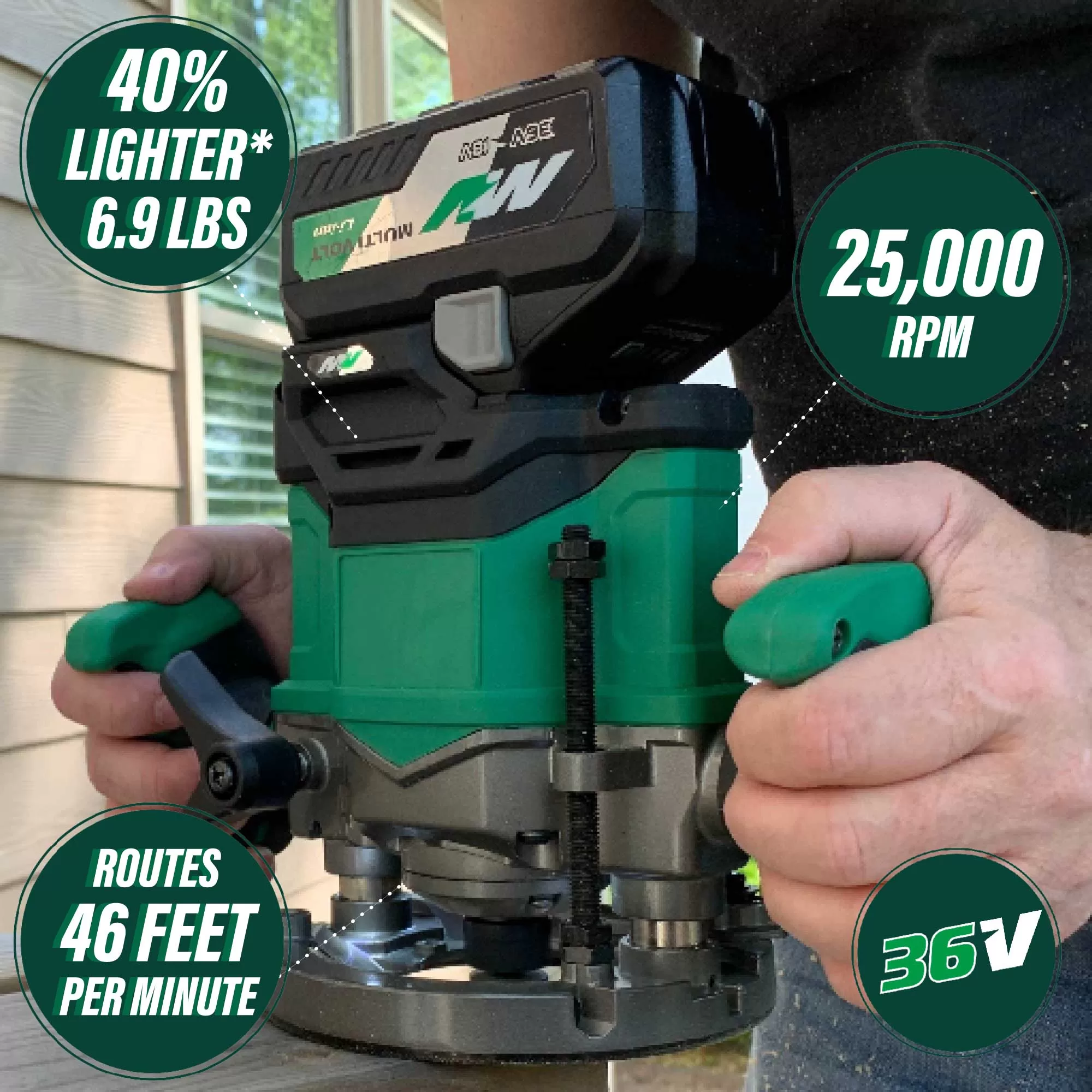 Metabo HPT MultiVolt 1/4-in and 1/2-in 2-HP Variable Speed Brushless Plunge Cordless Router Soft Case (Battery & Charger Included) - Image 2