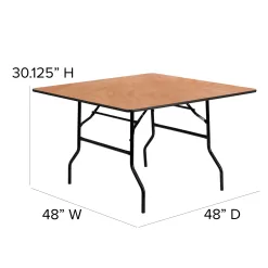 Flash Furniture 4-Foot Square Wood Folding Banquet Table
