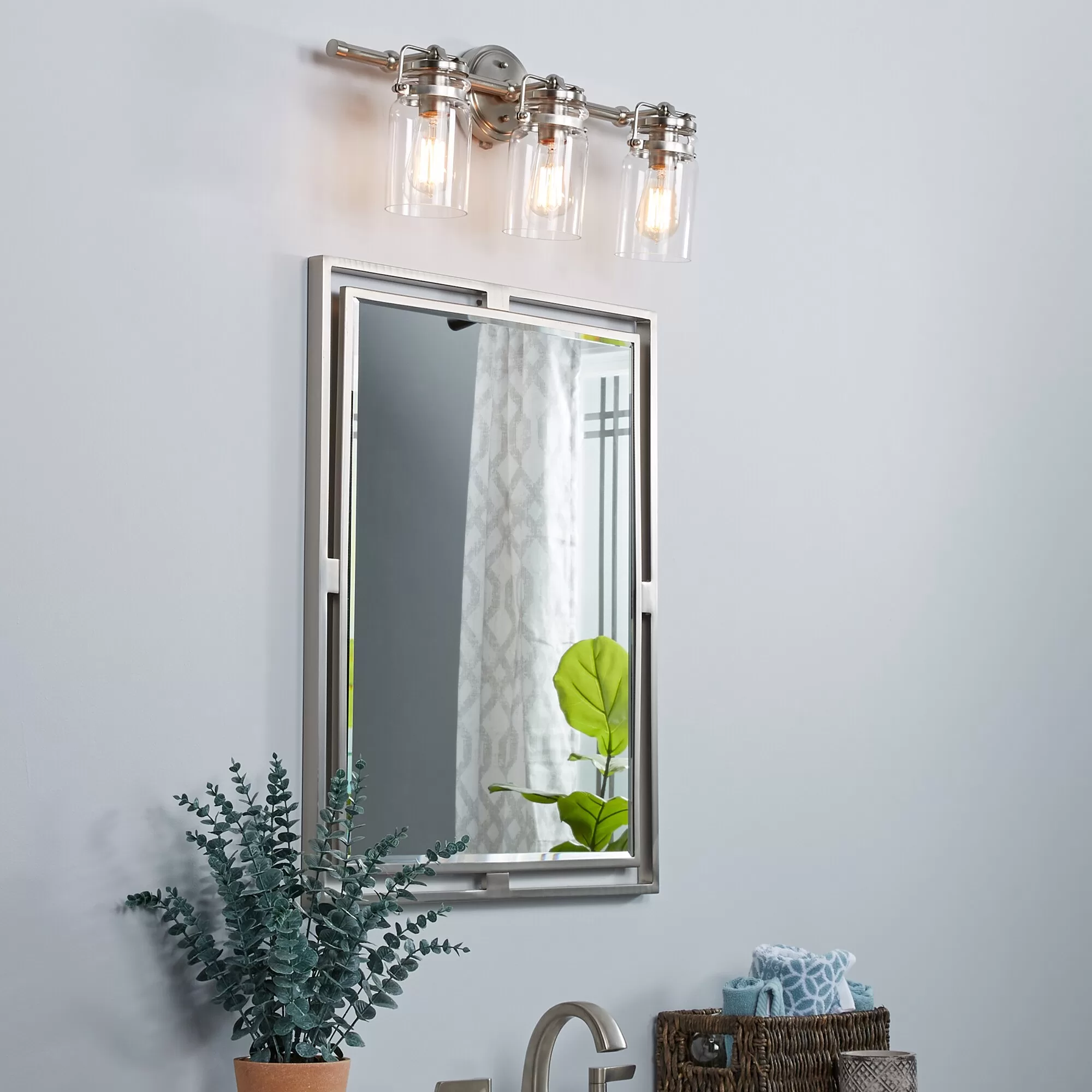 Kichler 45689NI Brinley 24-in 3-Light Brushed Nickel Farmhouse Vanity Light - Image 2