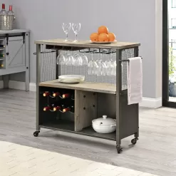 Alternative view of FirsTime Stainless Steel Wood Base with Wood Top Rolling Kitchen Cart (12-in x 31.25-in x 31.5-in)