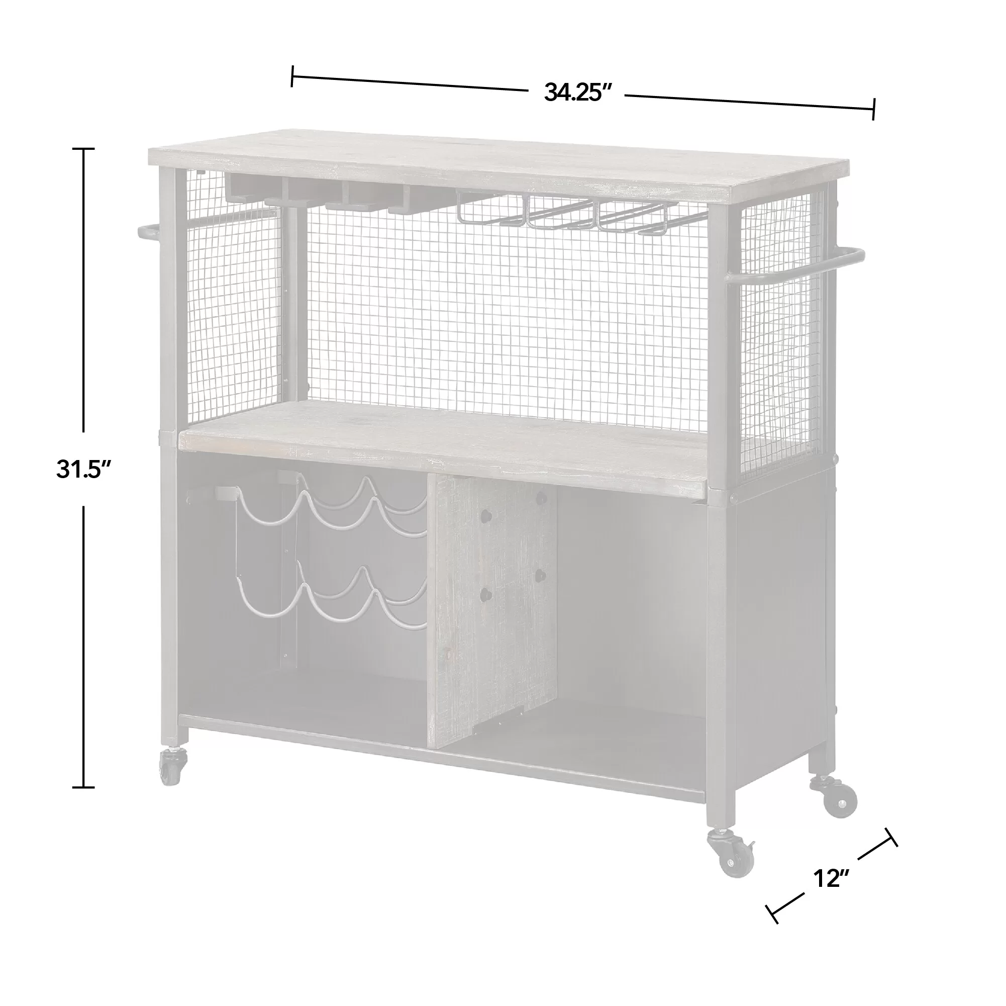 FirsTime Stainless Steel Wood Base with Wood Top Rolling Kitchen Cart (12-in x 31.25-in x 31.5-in) - Image 4