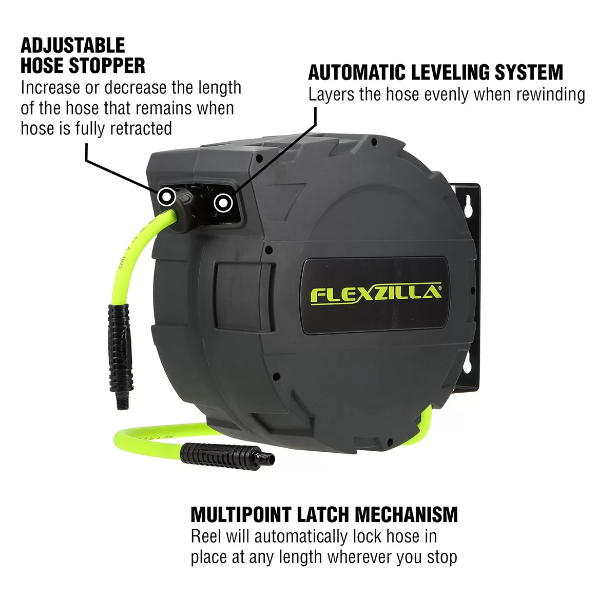 Flexzilla Flexzilla Enclosed Plastic Retractable Air Hose Reel, 3/8-in x 30-ft - Image 2