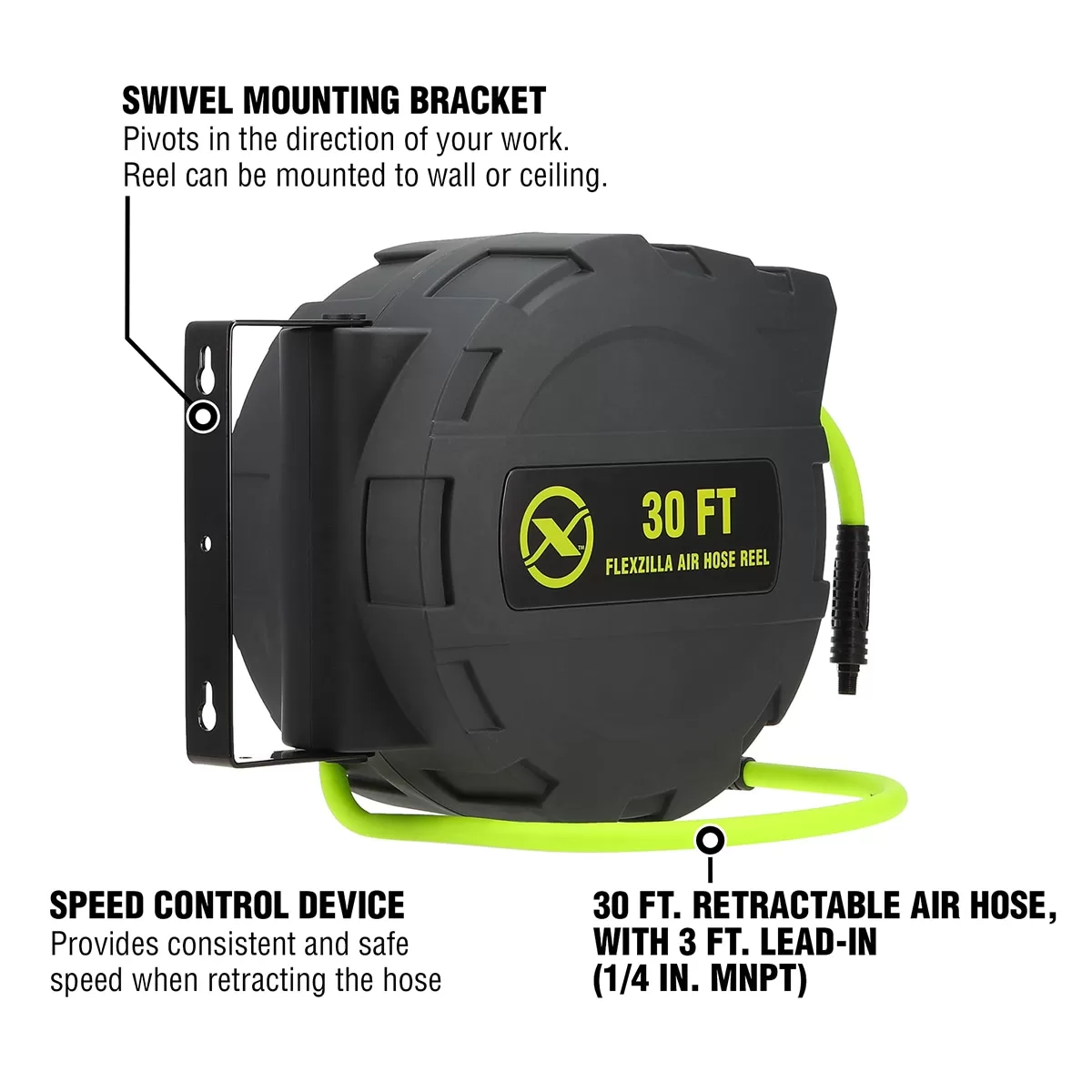 Flexzilla Flexzilla Enclosed Plastic Retractable Air Hose Reel, 3/8-in x 30-ft - Image 3