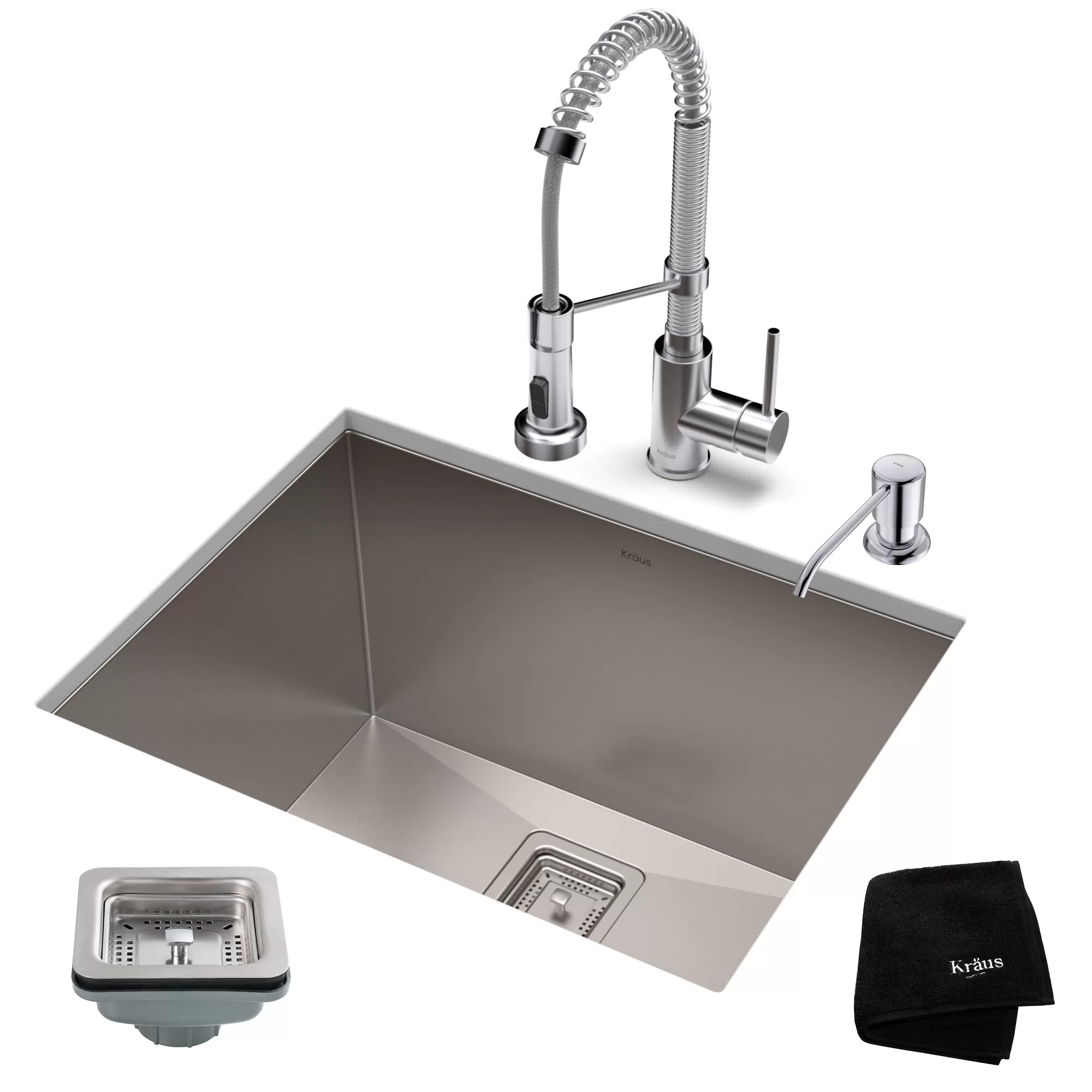 Kraus 18.5-in x 24-in 1-Basin Stainless Steel Undermount Laundry Sink with Drain with Faucet - Image 2