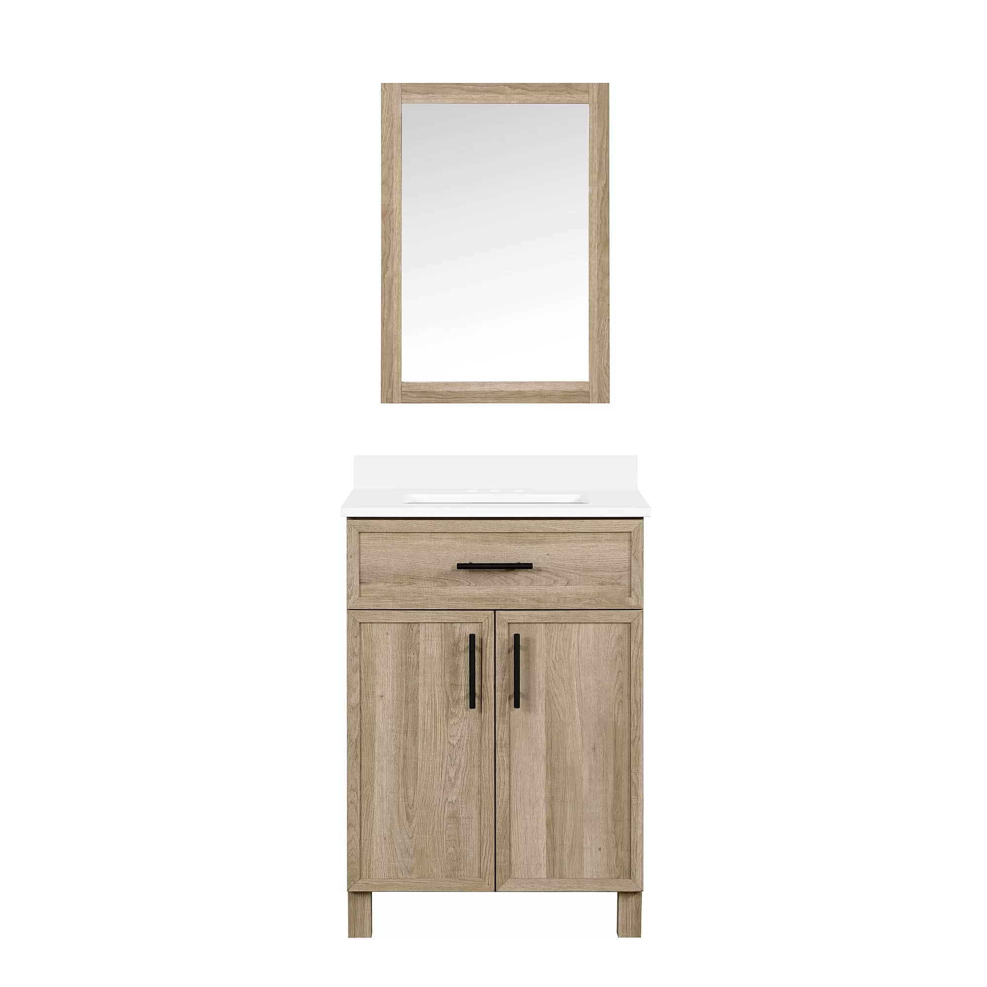 Style Selections Dolton 24-in Natural Oak Undermount Single Sink Bathroom Vanity with White Engineered Stone Top (Mirror Included) - Image 19
