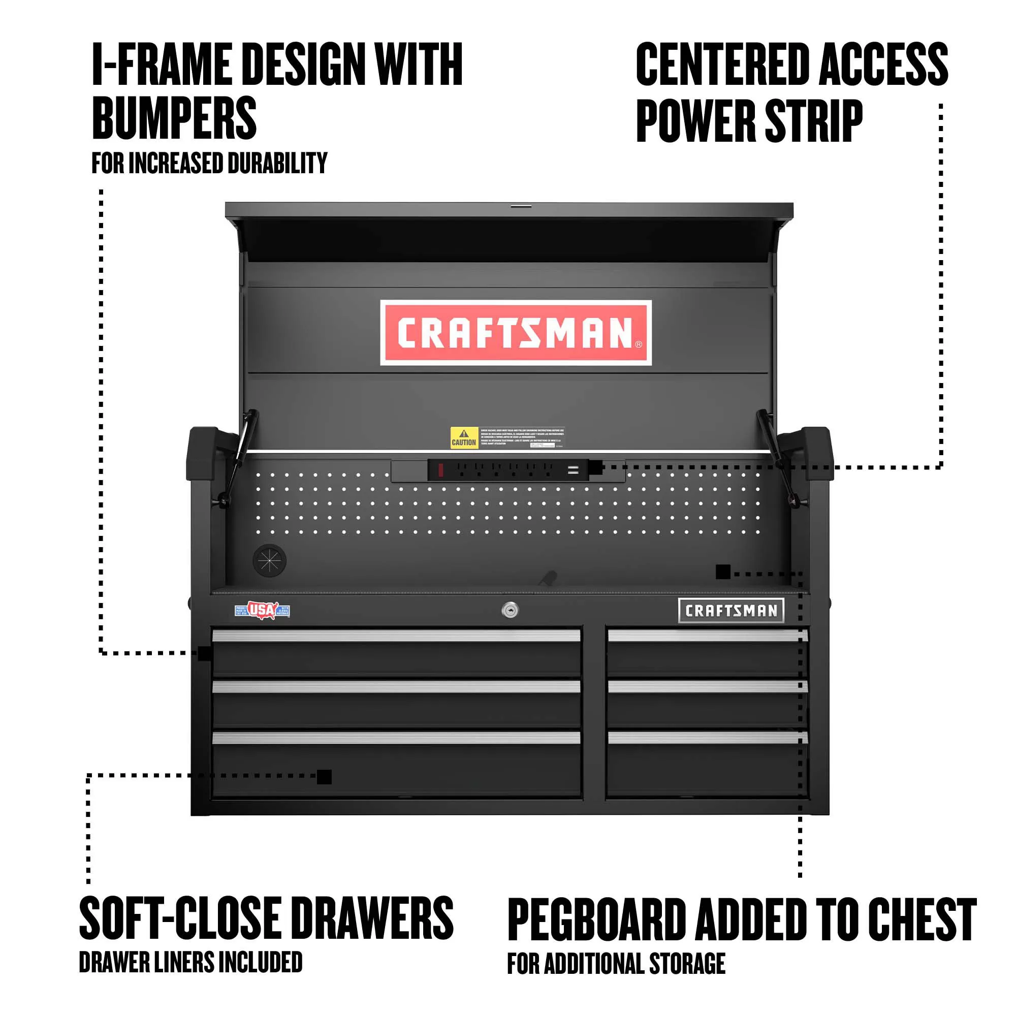CRAFTSMAN 2000 Series 40.5-in W x 24.7-in H 6-Drawer Steel Tool Chest (Black) - Image 2