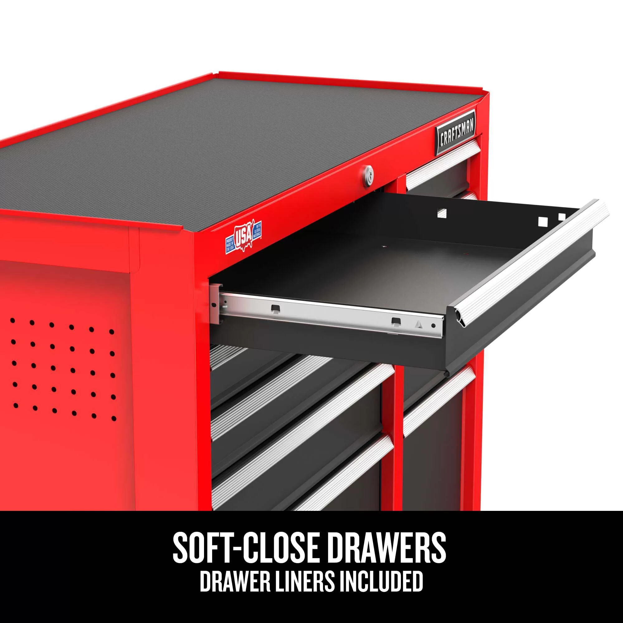 CRAFTSMAN 2000 Series 26-in W x 36.5-in H 5-Drawer Steel Rolling Tool Cabinet (Red) - Image 2