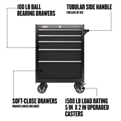 Alternative view of CRAFTSMAN 2000 Series 26.5-in W x 37.5-in H 5-Drawer Steel Rolling Tool Cabinet (Black)