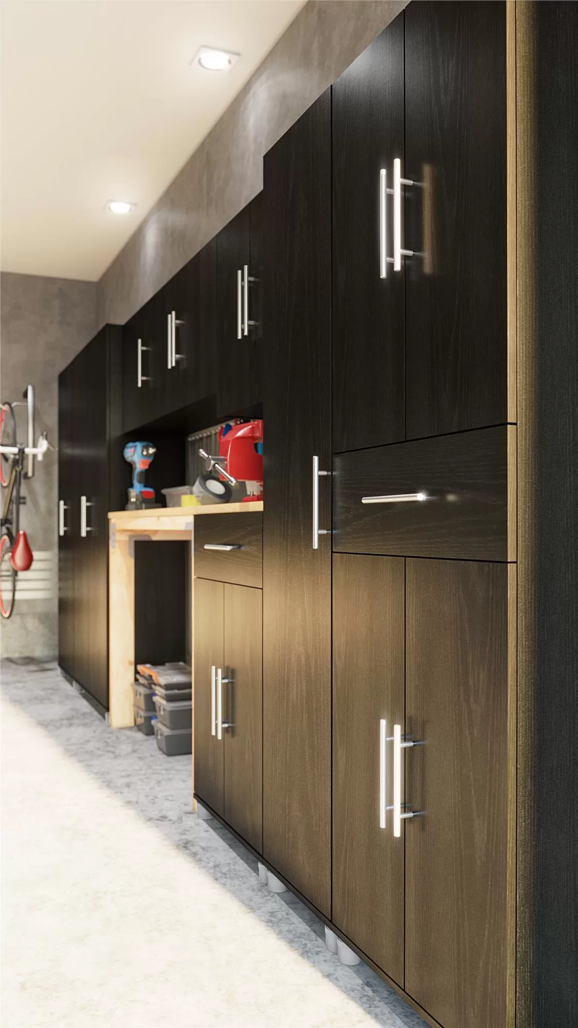 Ameriwood Home Camberly 35.68-in W x 74.31-in H Wood Composite Black Oak/Nightfall Oak Freestanding Utility Storage Cabinet - Image 11