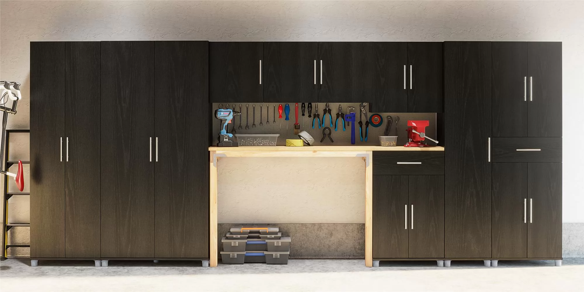 Ameriwood Home Camberly 35.68-in W x 74.31-in H Wood Composite Black Oak/Nightfall Oak Freestanding Utility Storage Cabinet - Image 13
