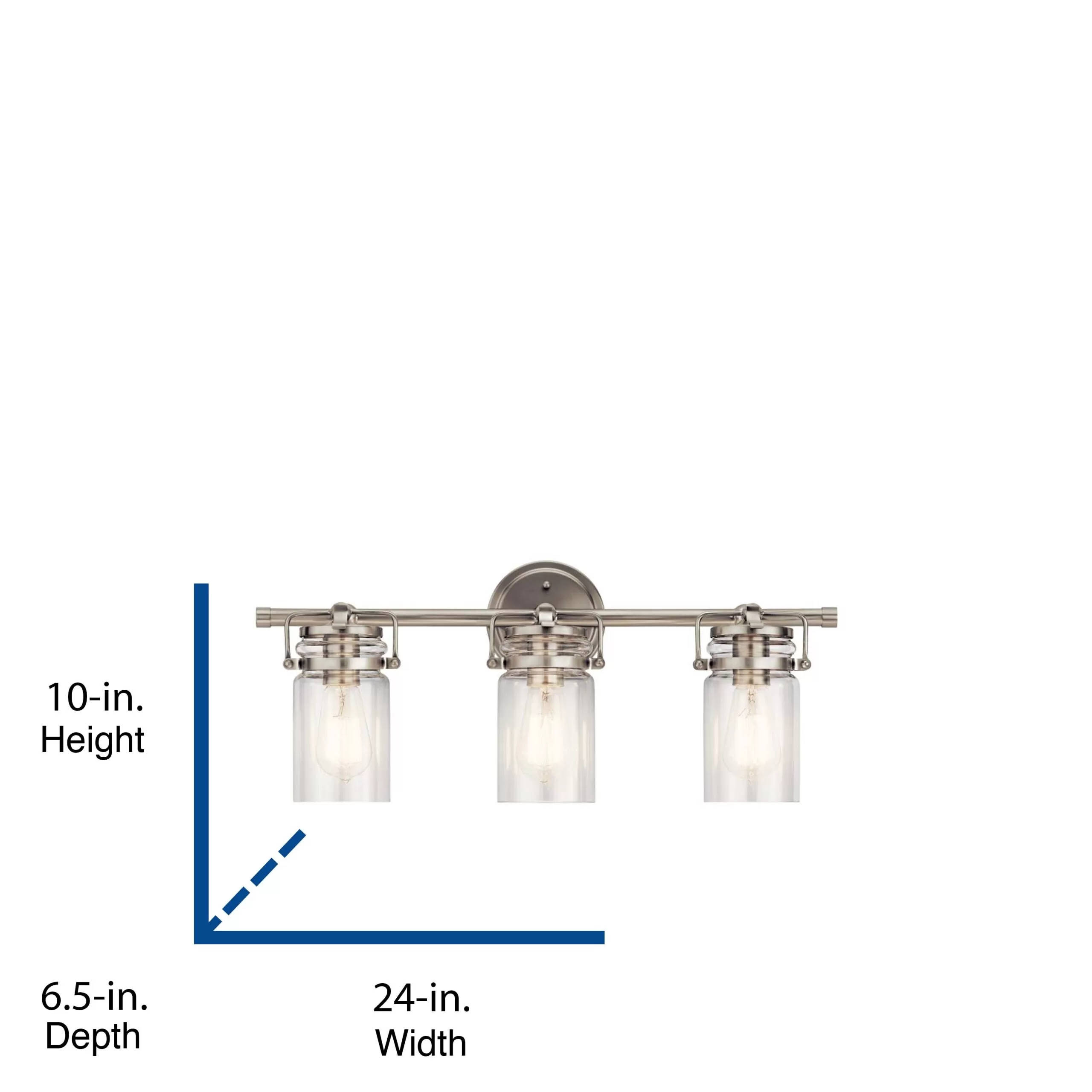 Kichler 45689NI Brinley 24-in 3-Light Brushed Nickel Farmhouse Vanity Light - Image 3