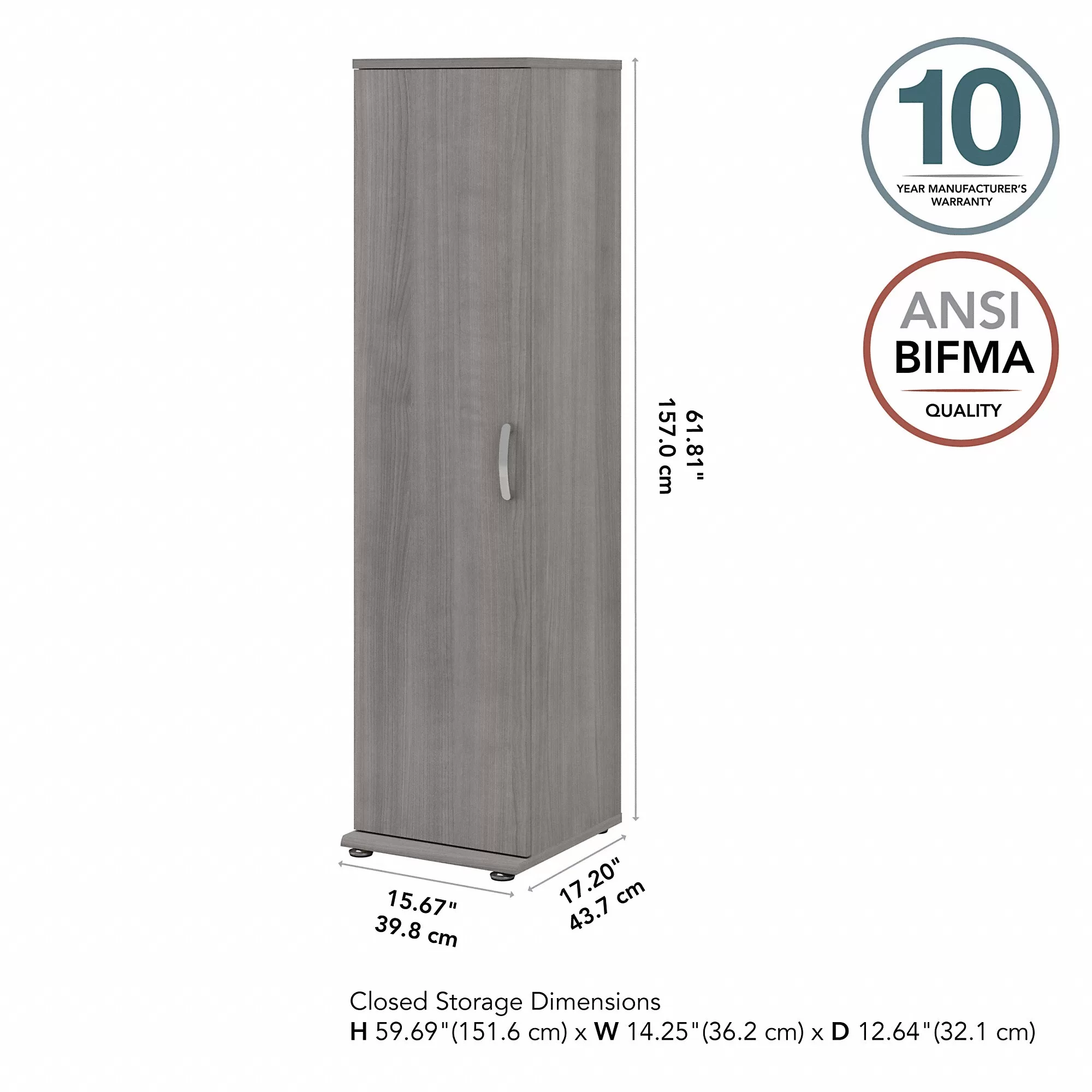 Bush Business Furniture Universal Storage 15.6692-in W x 61.811-in H Wood Composite Platinum Gray Freestanding Utility Storage Cabinet - Image 6
