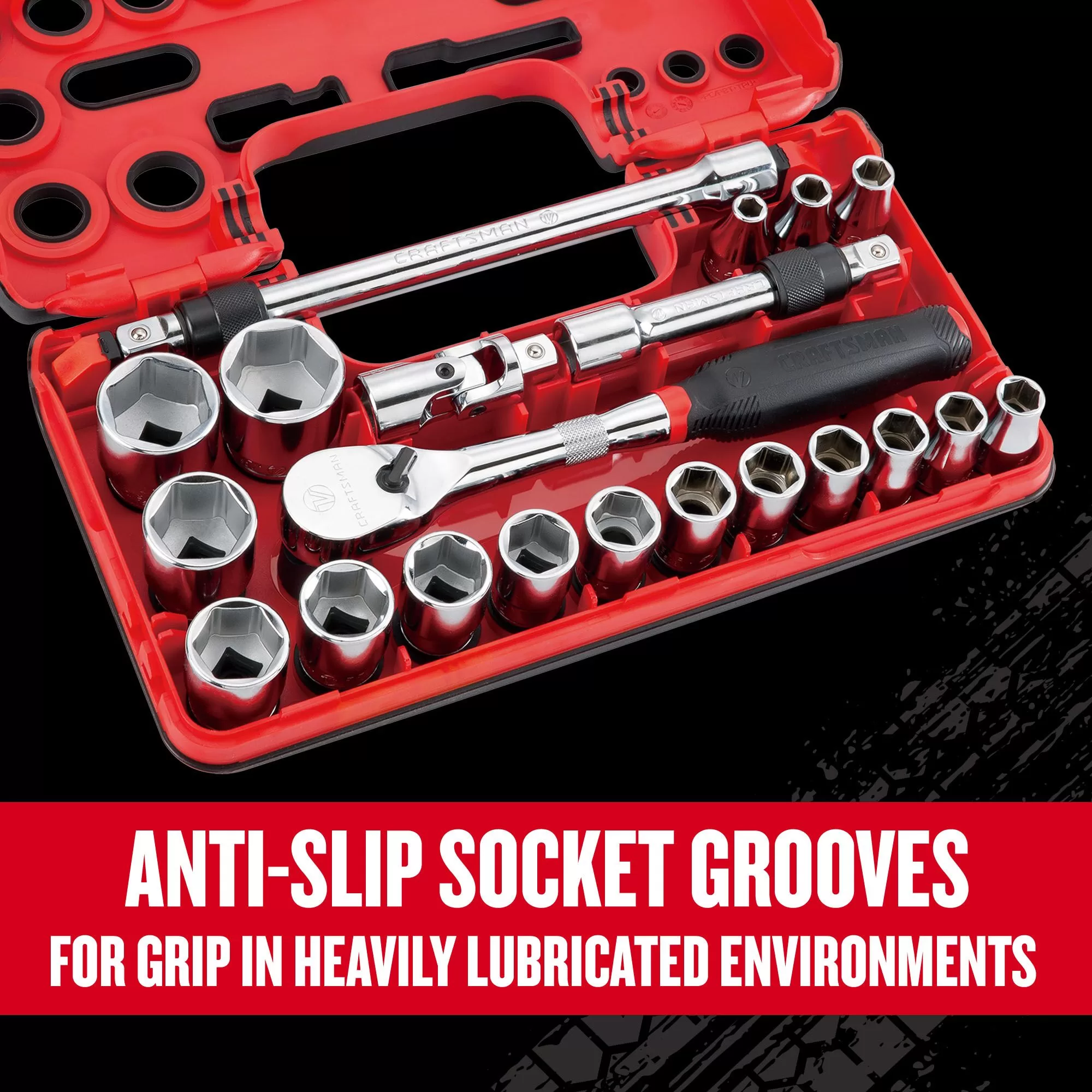 CRAFTSMAN V-Series 21-Piece Metric 1/2-in Drive 6-point Set Shallow Socket Set - Image 4
