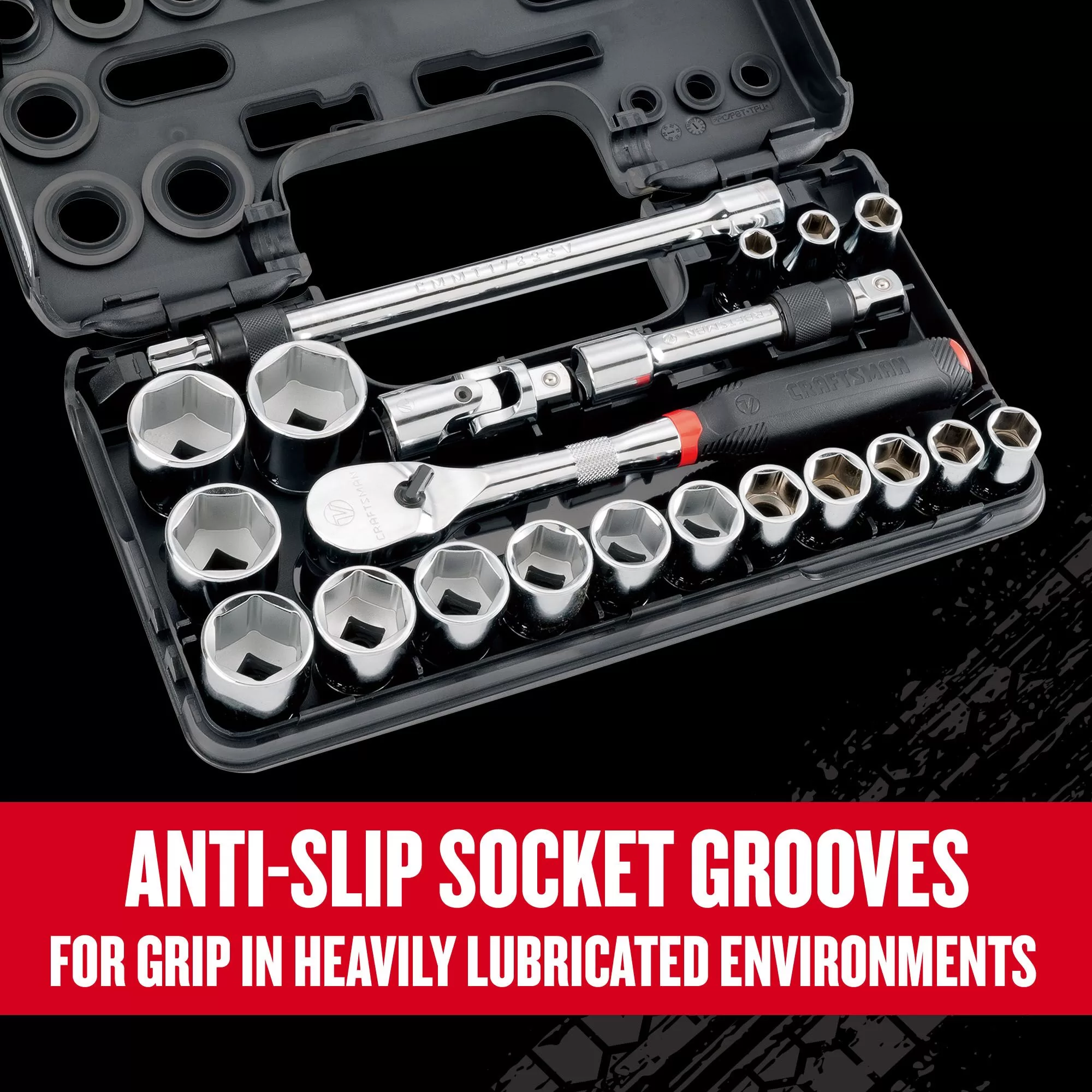 CRAFTSMAN V-Series 21-Piece Standard (SAE) 1/2-in Drive 6-point Set Shallow Socket Set - Image 4